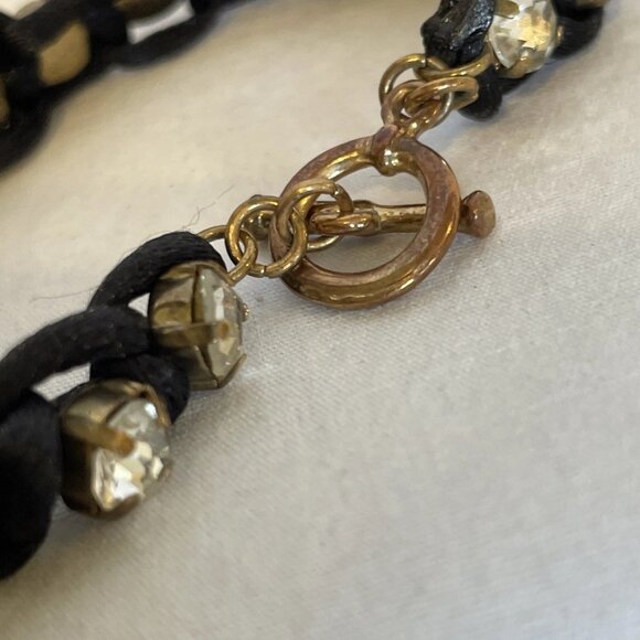 Black Paracord Rhinestone Bracelet 6.5 inches Sparkle Crystal Bling Shamballa - Picture 5 of 10